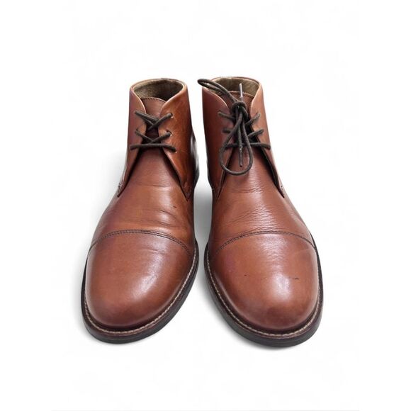 Men’s Stafford Chukka Genuine Leather Brown Tan Lace up Ankle Dress Boots-Sz 10M - Picture 5 of 8